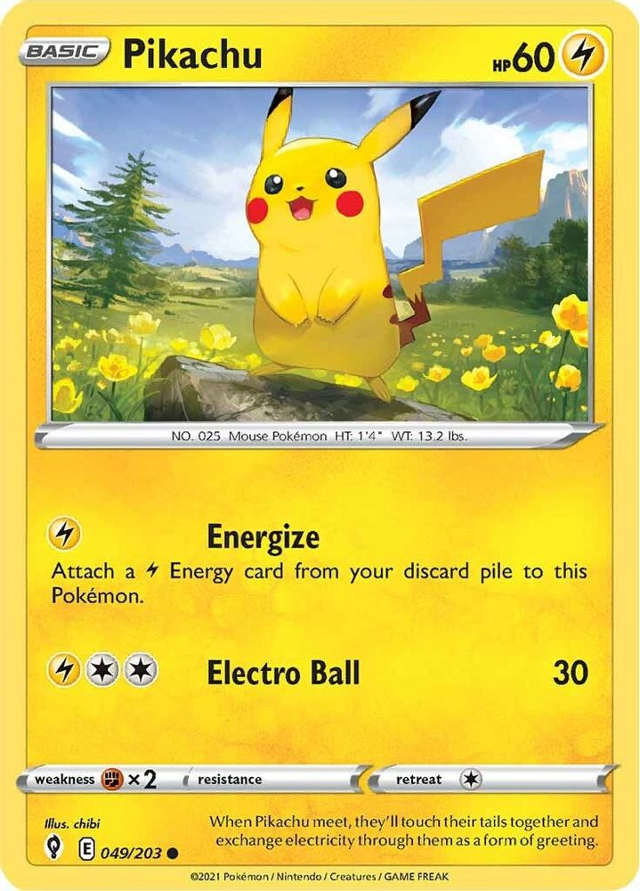 Pikachu 049 - Reverse Holofoil SWSH07 Evolving Skies - Common