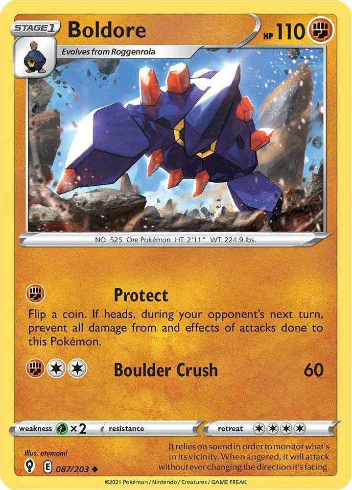 Boldore 087 - Reverse Holofoil SWSH07 Evolving Skies - Uncommon