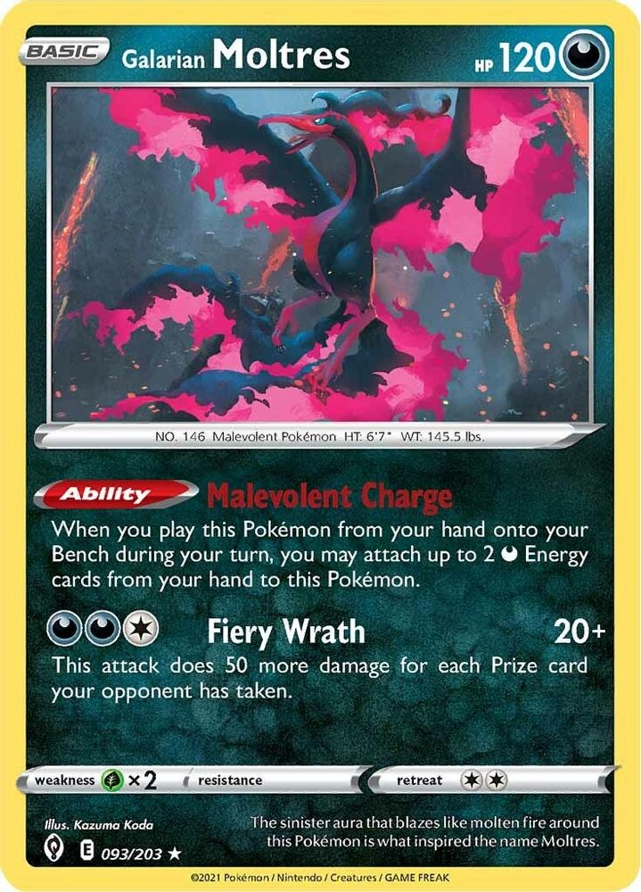 Galarian Moltres 093 - Holofoil SWSH07 Evolving Skies - Holo Rare