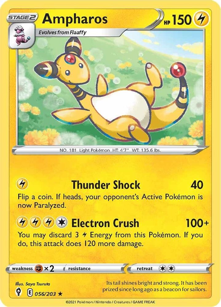 Ampharos 056 SWSH07 Evolving Skies - Rare