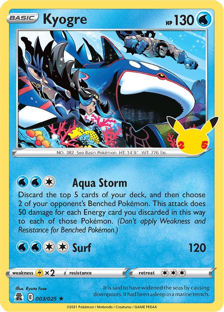 Kyogre 003 - Holofoil Celebrations - Holo Rare