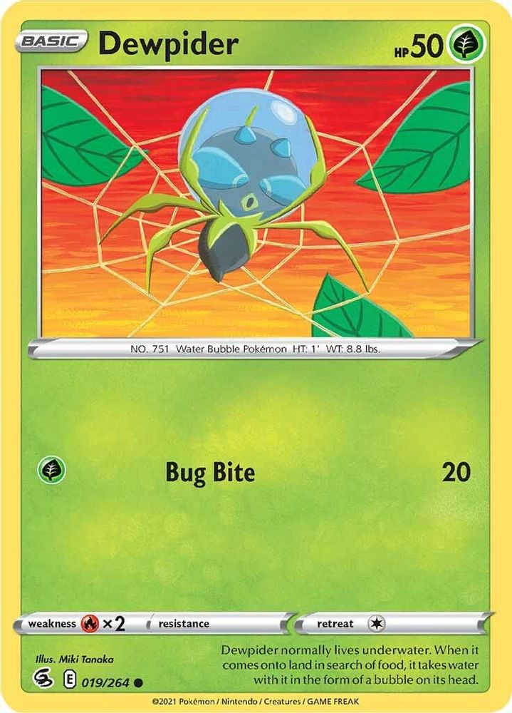 Dewpider 019 - Reverse Holofoil SWSH08 Fusion Strike - Common