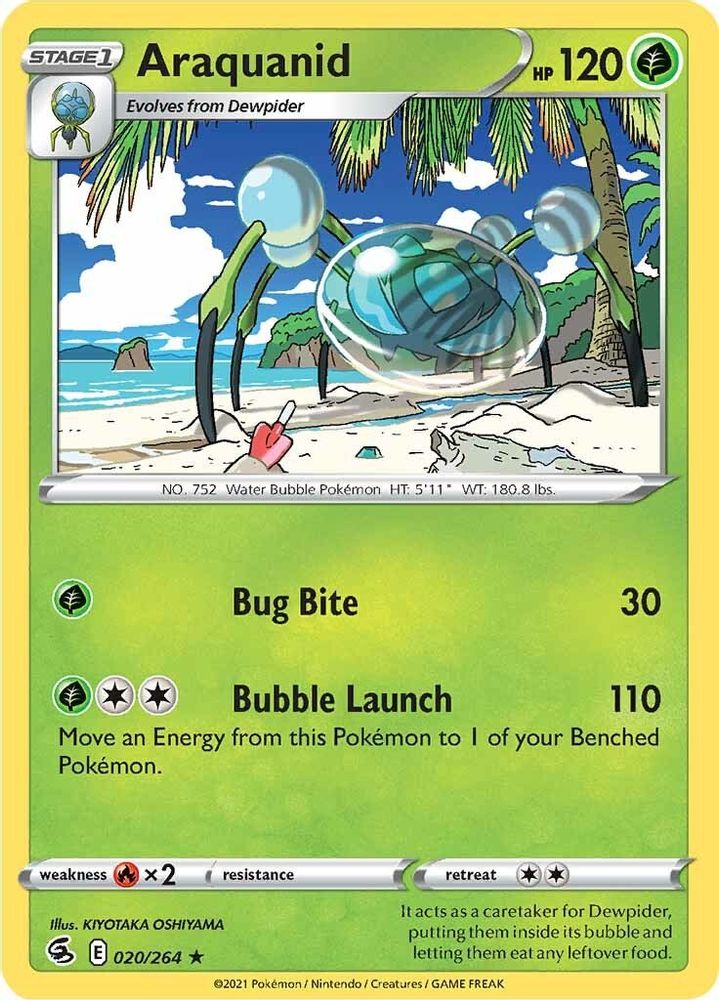 Araquanid 020 - Reverse Holofoil SWSH08 Fusion Strike - Rare