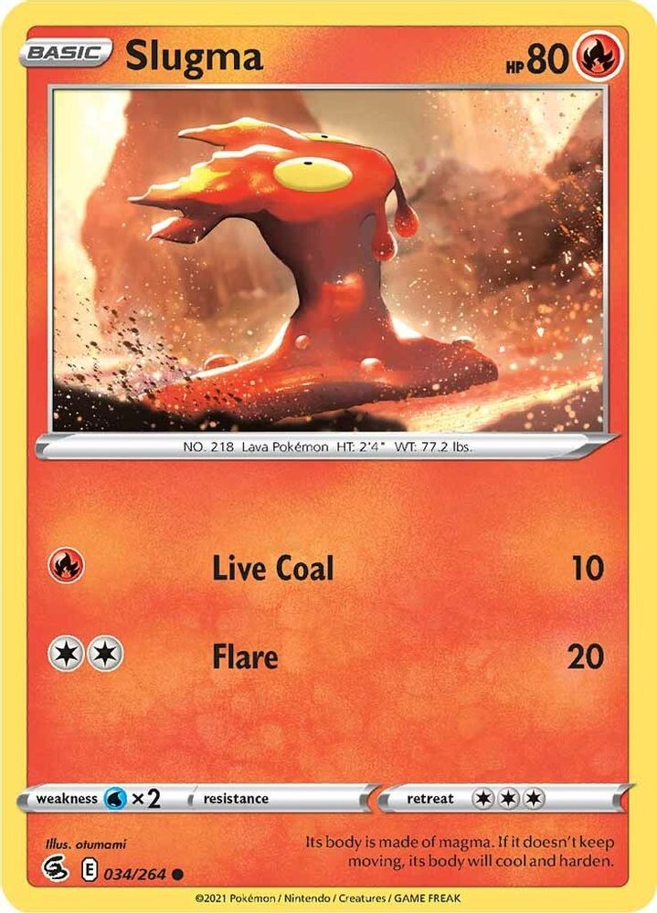 Slugma 034 - Reverse Holofoil SWSH08 Fusion Strike - Common