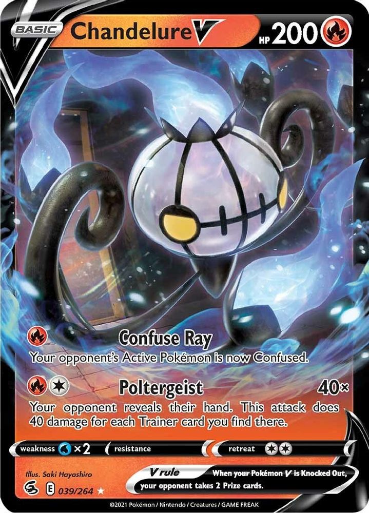 Chandelure V 039 - Holofoil SWSH08 Fusion Strike - Ultra Rare