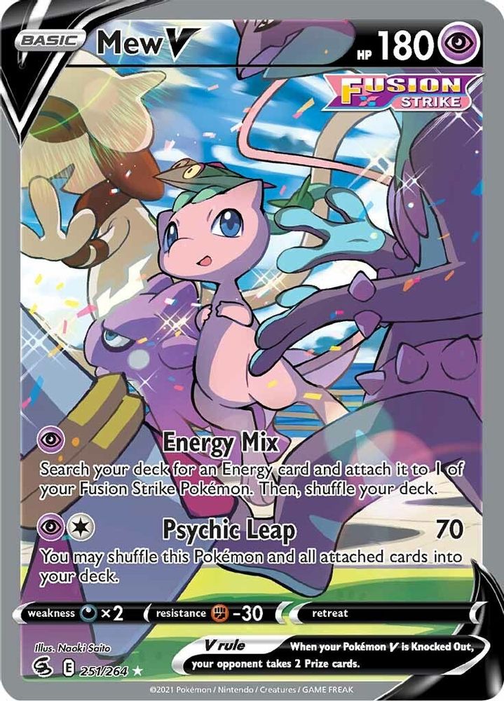 Mew V (Alternate Full Art) 251 - Holofoil SWSH08 Fusion Strike - Ultra Rare