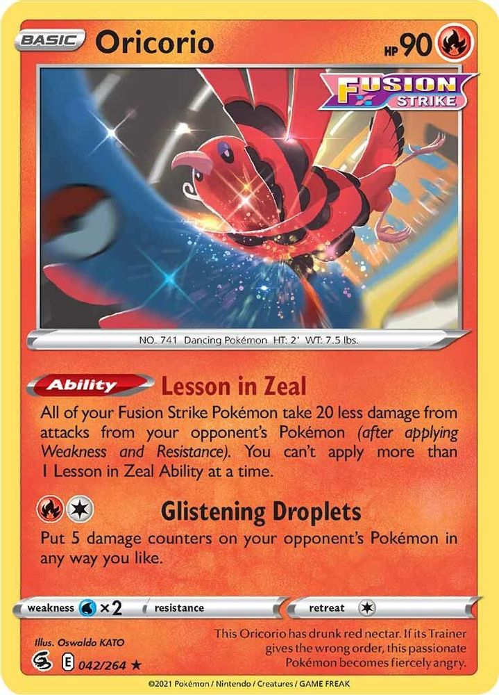 Oricorio 042 - Reverse Holofoil SWSH08 Fusion Strike - Rare