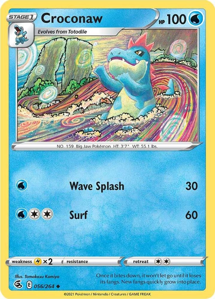 Croconaw 056 - Reverse Holofoil SWSH08 Fusion Strike - Uncommon