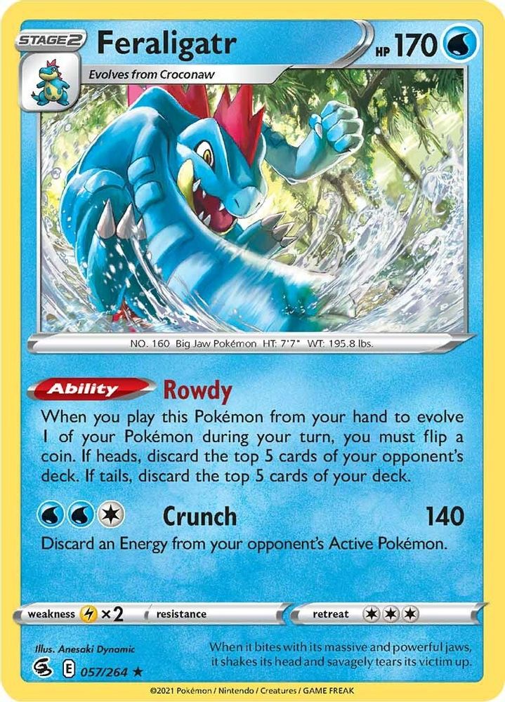 Feraligatr 057 - Reverse Holofoil SWSH08 Fusion Strike - Holo Rare