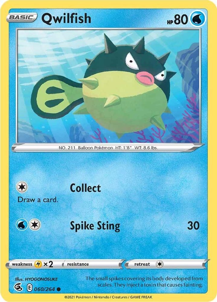 Qwilfish 060 - Reverse Holofoil SWSH08 Fusion Strike - Common