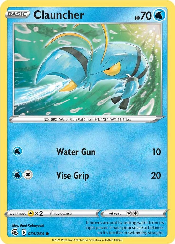Clauncher 074 - Reverse Holofoil SWSH08 Fusion Strike - Common