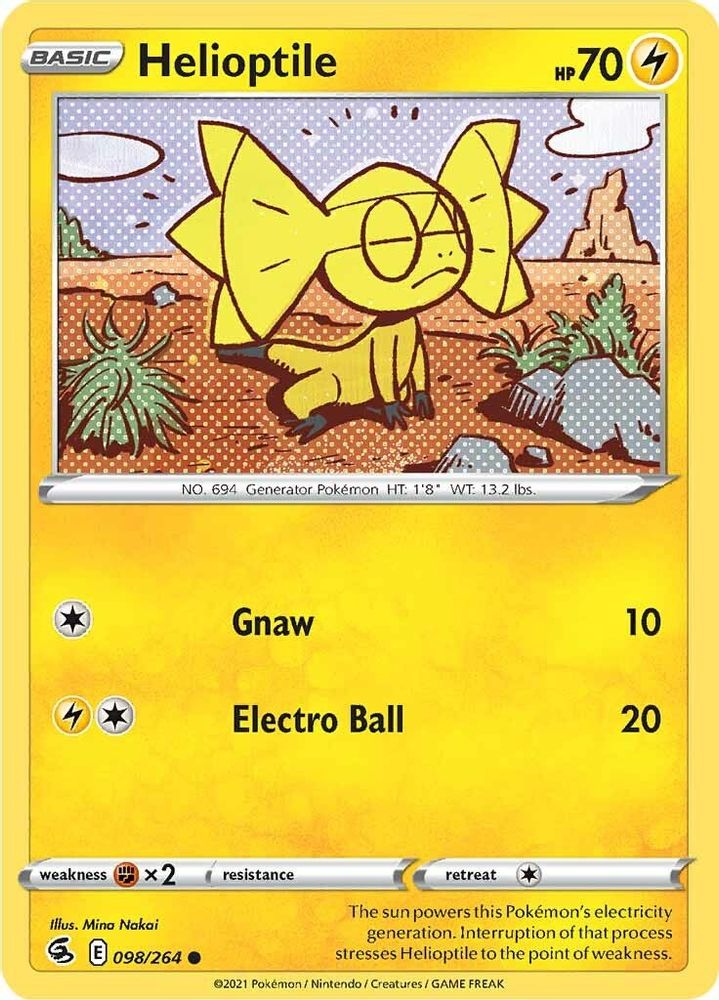 Helioptile 098 - Reverse Holofoil SWSH08 Fusion Strike - Common