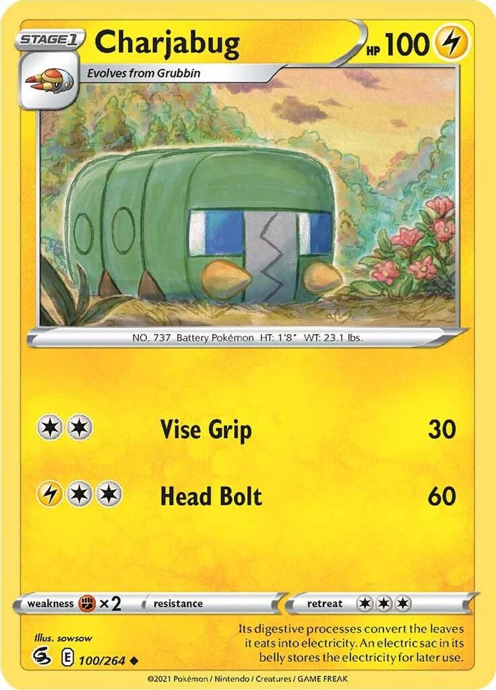 Charjabug 100 - Reverse Holofoil SWSH08 Fusion Strike - Uncommon