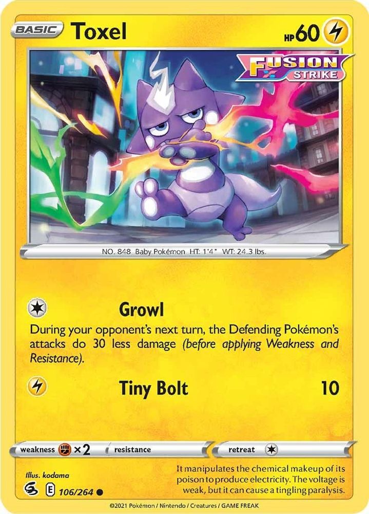 Toxel (106) (106) 106 - Reverse Holofoil SWSH08 Fusion Strike - Common