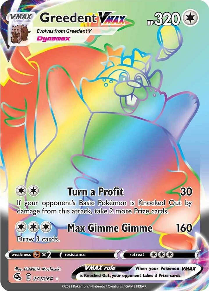 Greedent VMAX (Secret) 272 - Holofoil SWSH08 Fusion Strike - Secret Rare