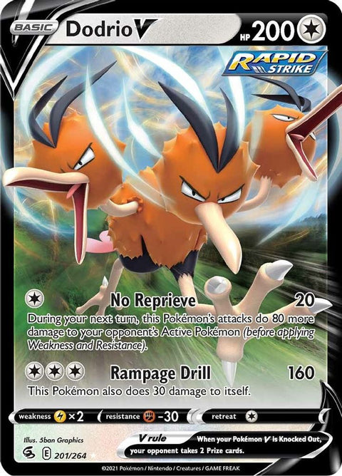 Dodrio V 201 - Holofoil SWSH08 Fusion Strike - Ultra Rare