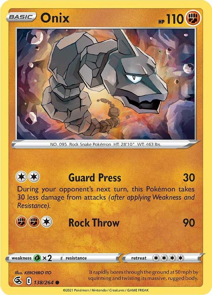 Onix 138 - Reverse Holofoil SWSH08 Fusion Strike - Common