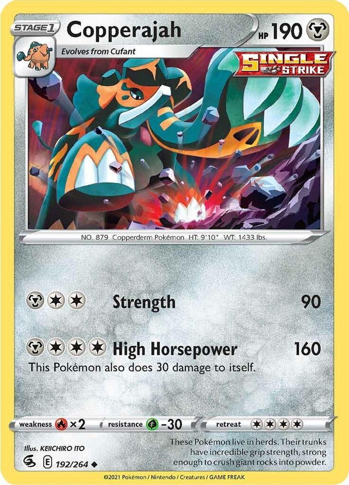Copperajah 192 - Reverse Holofoil SWSH08 Fusion Strike - Uncommon