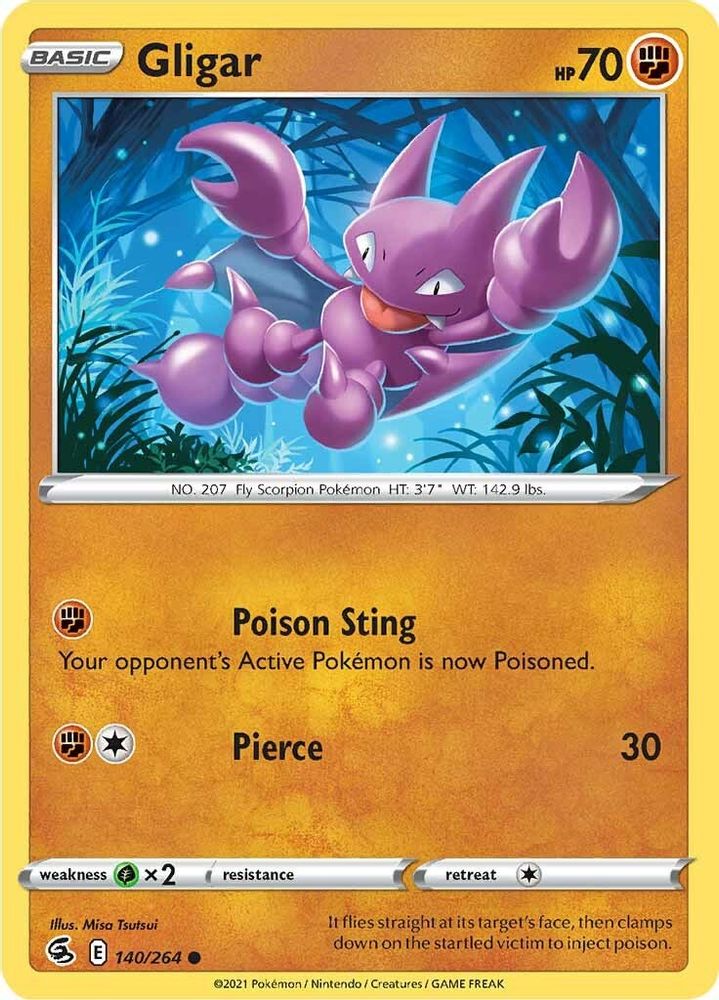 Gligar 140 - Reverse Holofoil SWSH08 Fusion Strike - Common