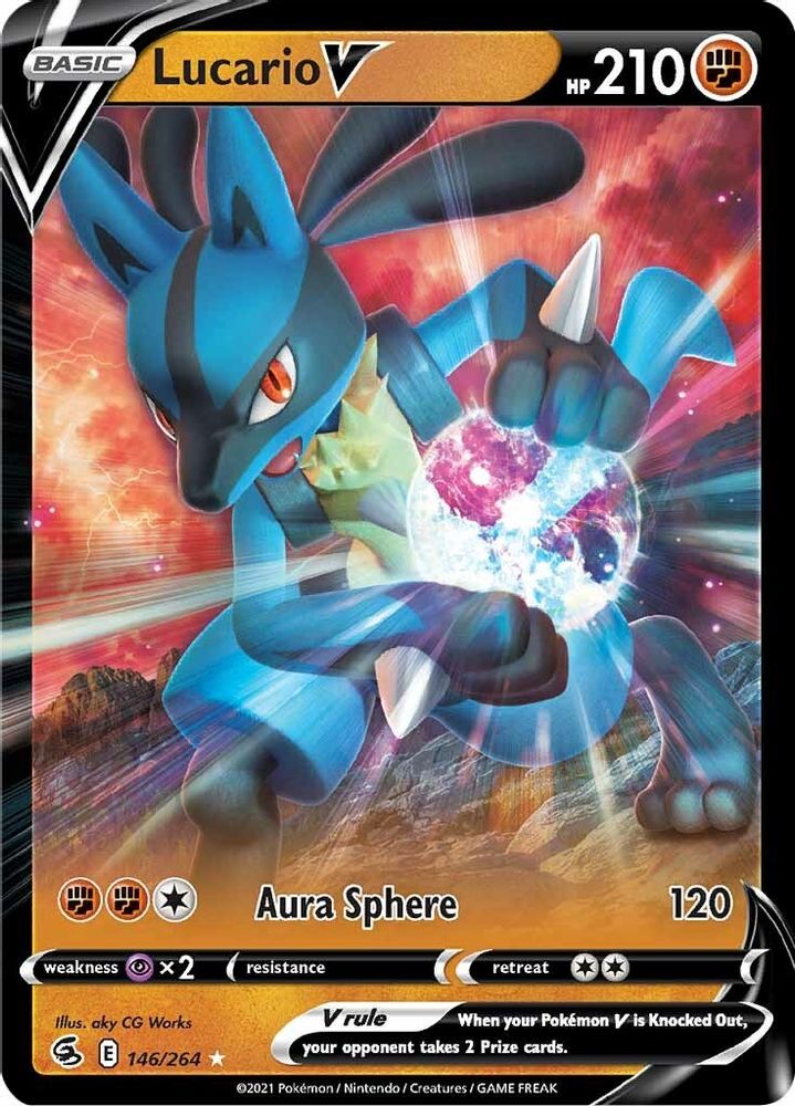 Lucario V 146 - Holofoil SWSH08 Fusion Strike - Ultra Rare