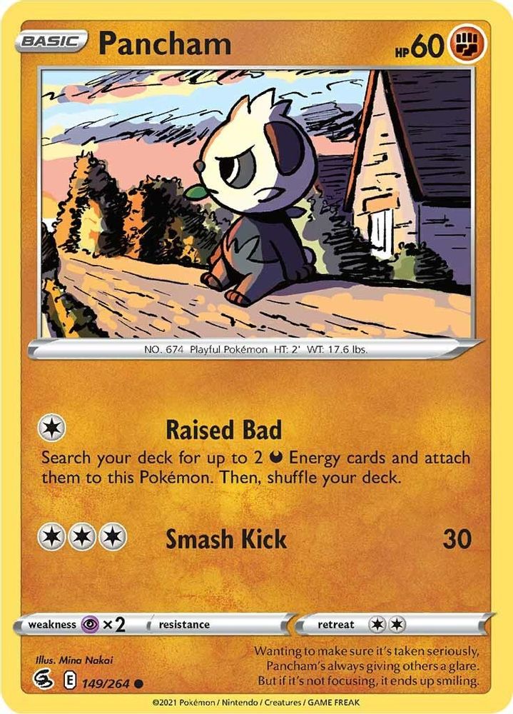 Pancham 149 - Reverse Holofoil SWSH08 Fusion Strike - Common