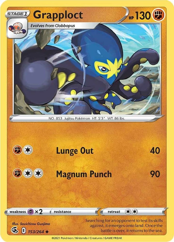 Grapploct 153 - Reverse Holofoil SWSH08 Fusion Strike - Uncommon
