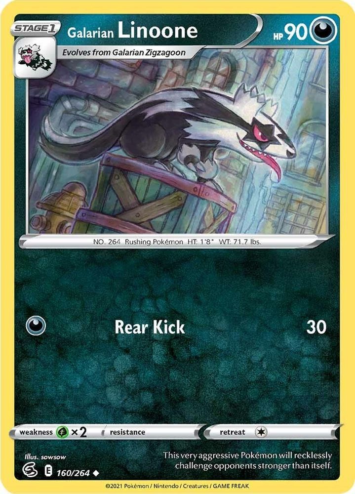 Galarian Linoone 160 - Reverse Holofoil SWSH08 Fusion Strike - Uncommon