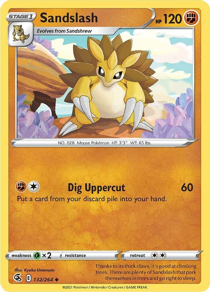 Sandslash 132 - Reverse Holofoil SWSH08 Fusion Strike - Uncommon