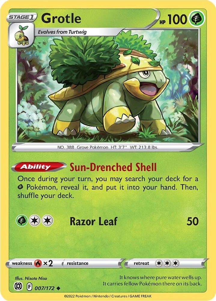 Grotle 007 - Reverse Holofoil SWSH09 Brilliant Stars - Uncommon