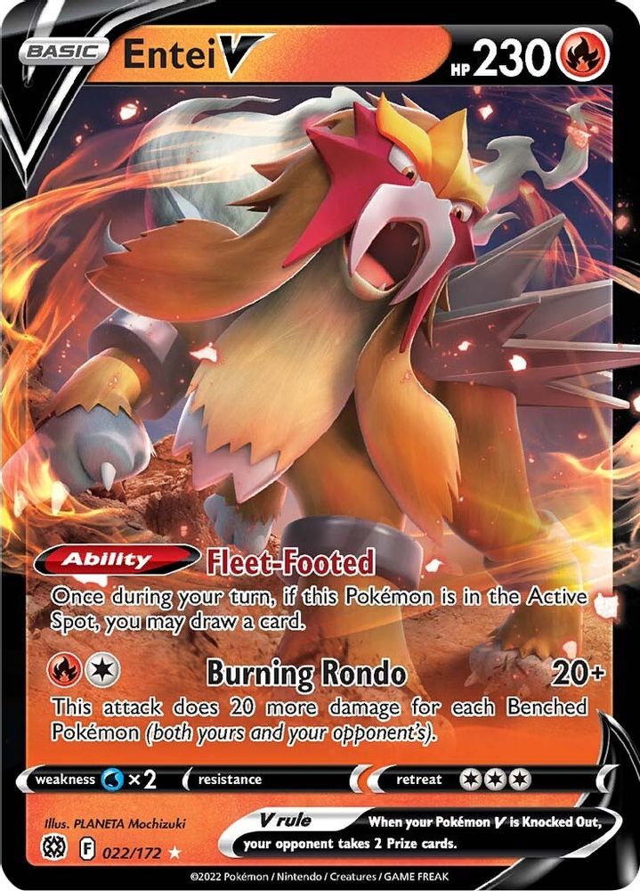 Entei V 022 - Holofoil SWSH09 Brilliant Stars - Ultra Rare