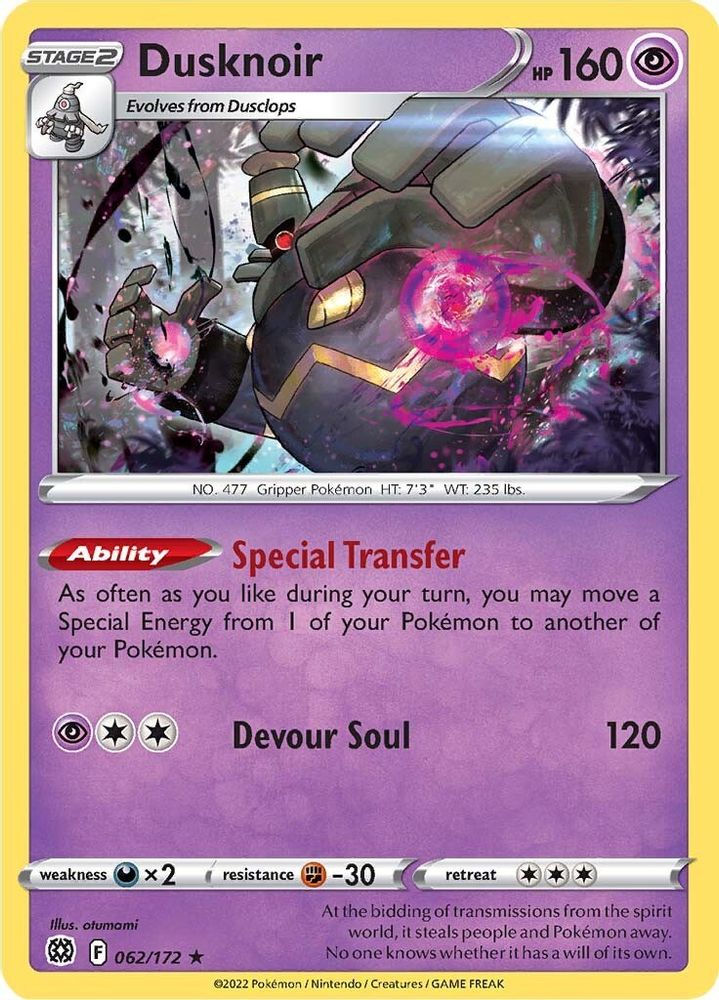 Dusknoir 062 - Reverse Holofoil SWSH09 Brilliant Stars - Holo Rare