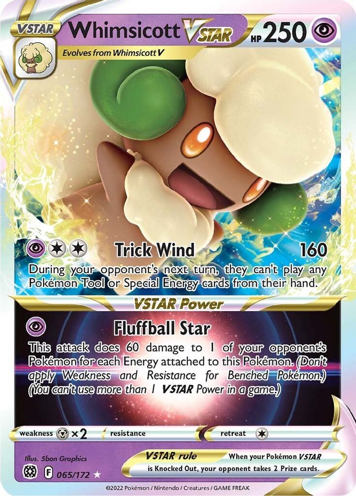 Whimsicott VSTAR 065 - Holofoil SWSH09 Brilliant Stars - Ultra Rare