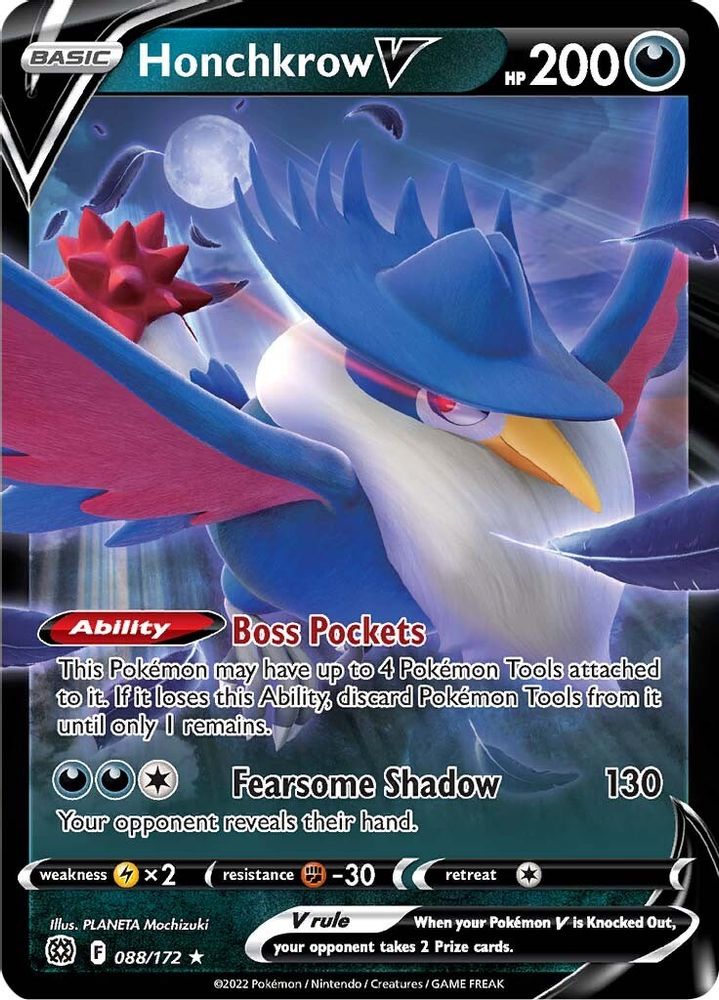 Honchkrow V 088 - Holofoil SWSH09 Brilliant Stars - Ultra Rare