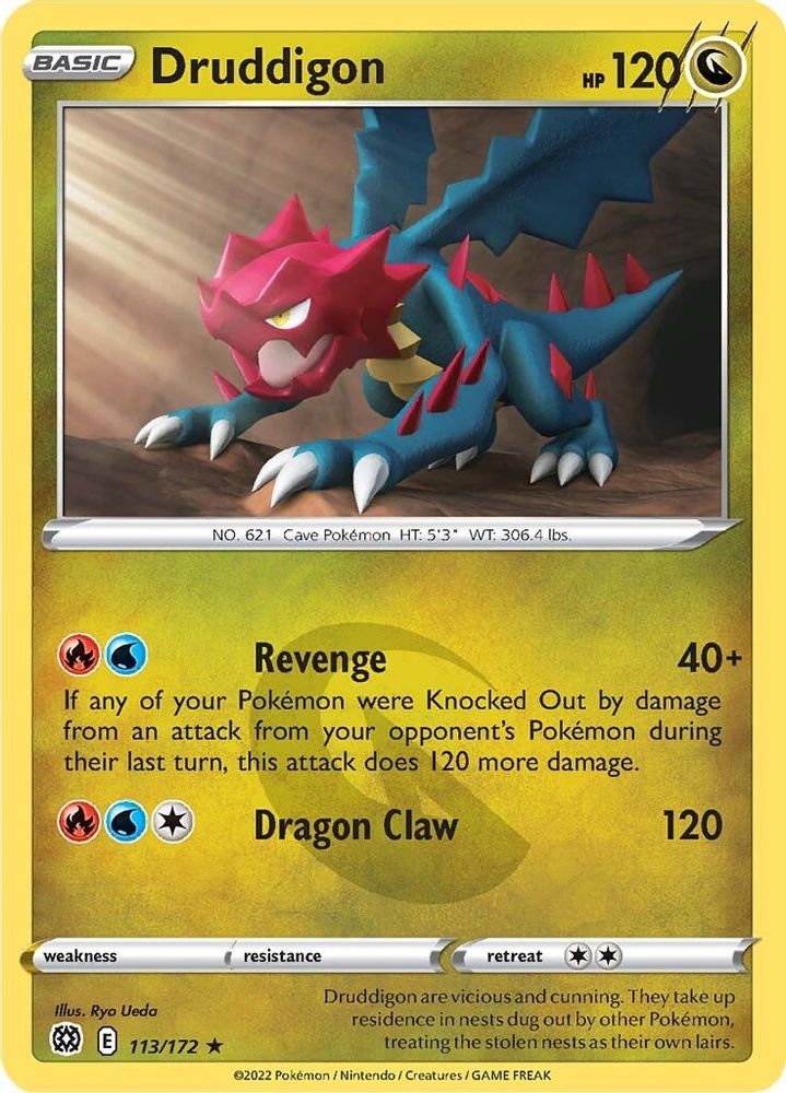 Druddigon 113 - Reverse Holofoil SWSH09 Brilliant Stars - Rare