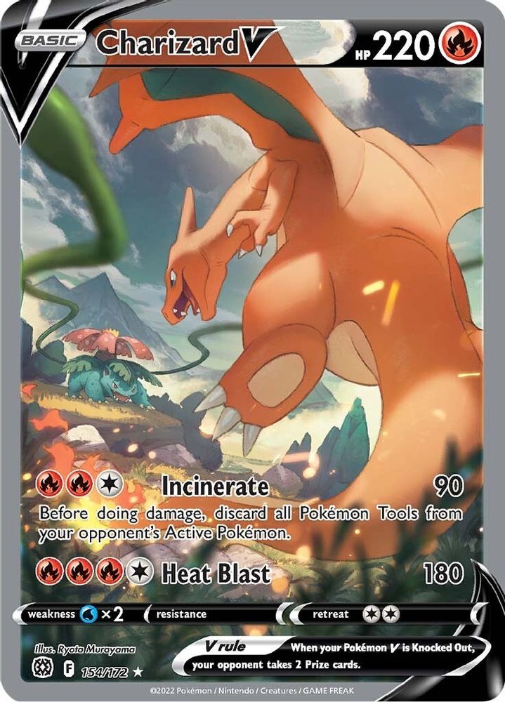 Charizard V (Alternate Full Art) 154 - Holofoil SWSH09 Brilliant Stars - Ultra Rare