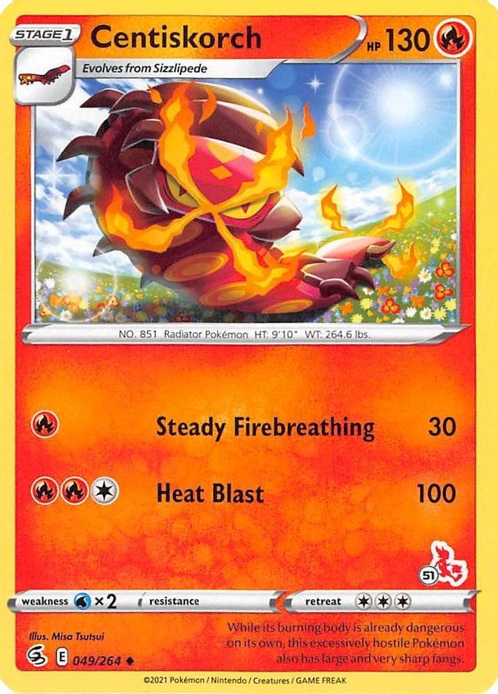Centiskorch - 049/264 (#51 Cinderace Stamped)/264 Battle Academy 2022 - Promo
