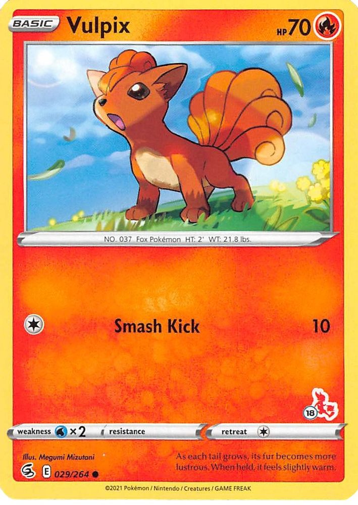 Vulpix - 029/264 (#18 Cinderace Stamped)/264 Battle Academy 2022 - Promo