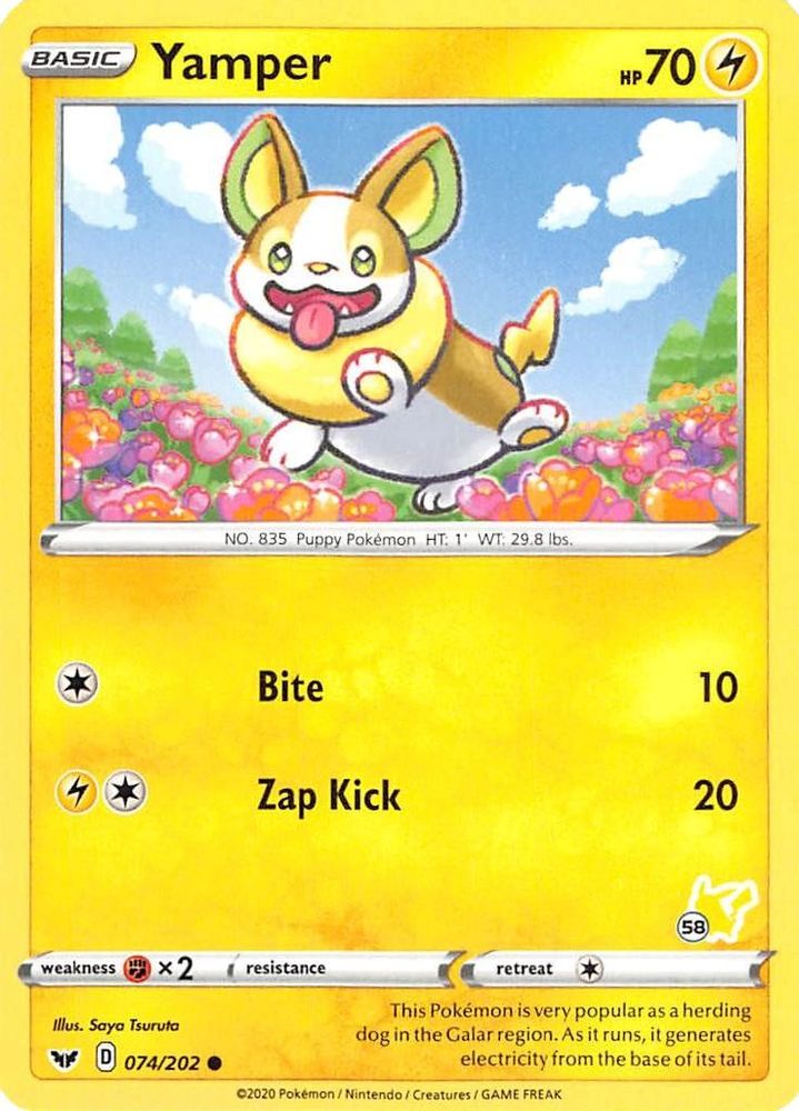 Yamper - 074/202 (#58 Pikachu Stamped)/202 Battle Academy 2022 - Promo