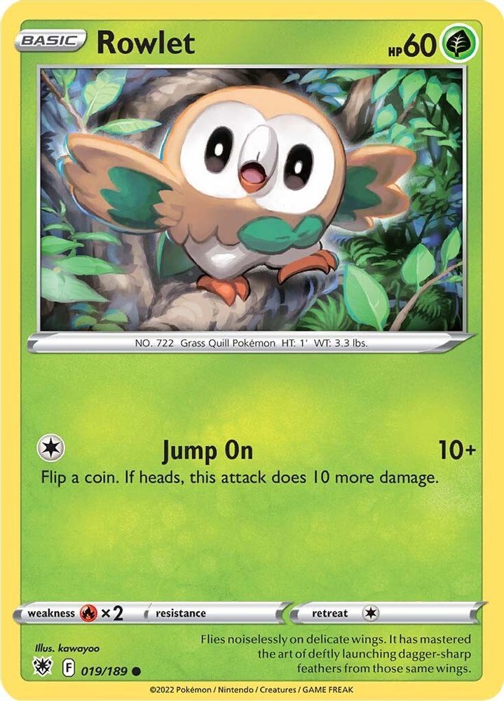 Rowlet 019 - Reverse Holofoil SWSH10 Astral Radiance - Common