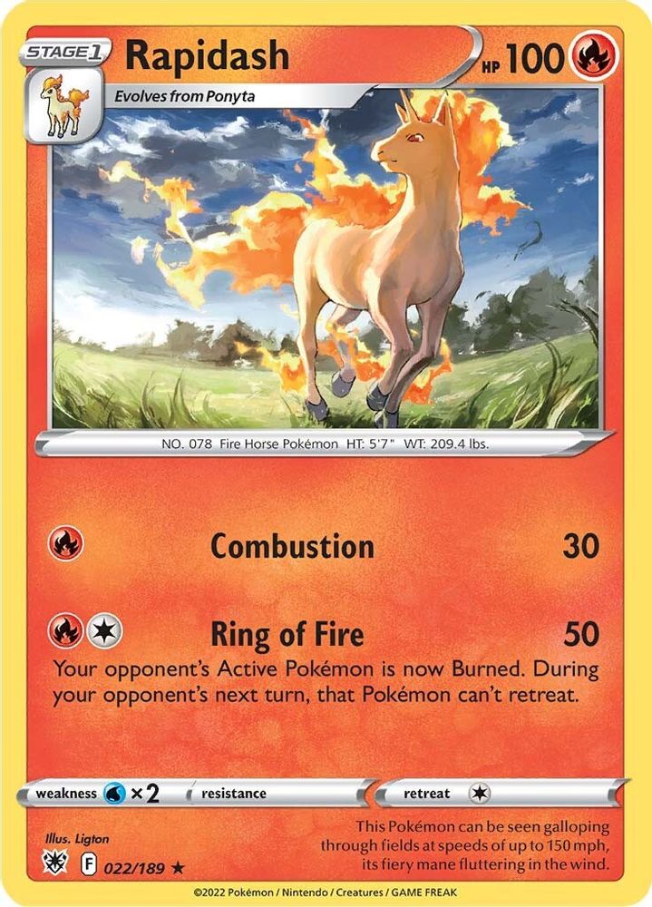 Rapidash 022 - Reverse Holofoil SWSH10 Astral Radiance - Rare