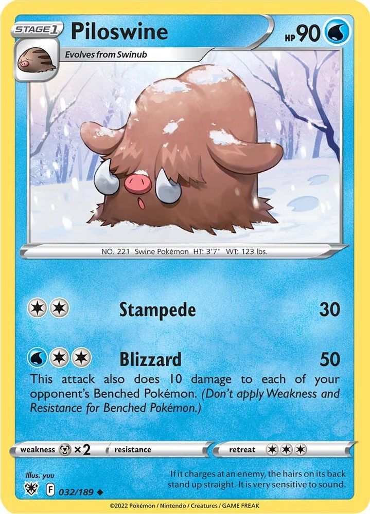 Piloswine 032 - Reverse Holofoil SWSH10 Astral Radiance - Uncommon