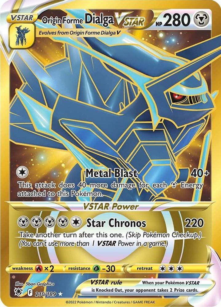 Origin Forme Dialga VSTAR (Secret) 210/189 - Holofoil SWSH10 Astral Radiance - Secret Rare