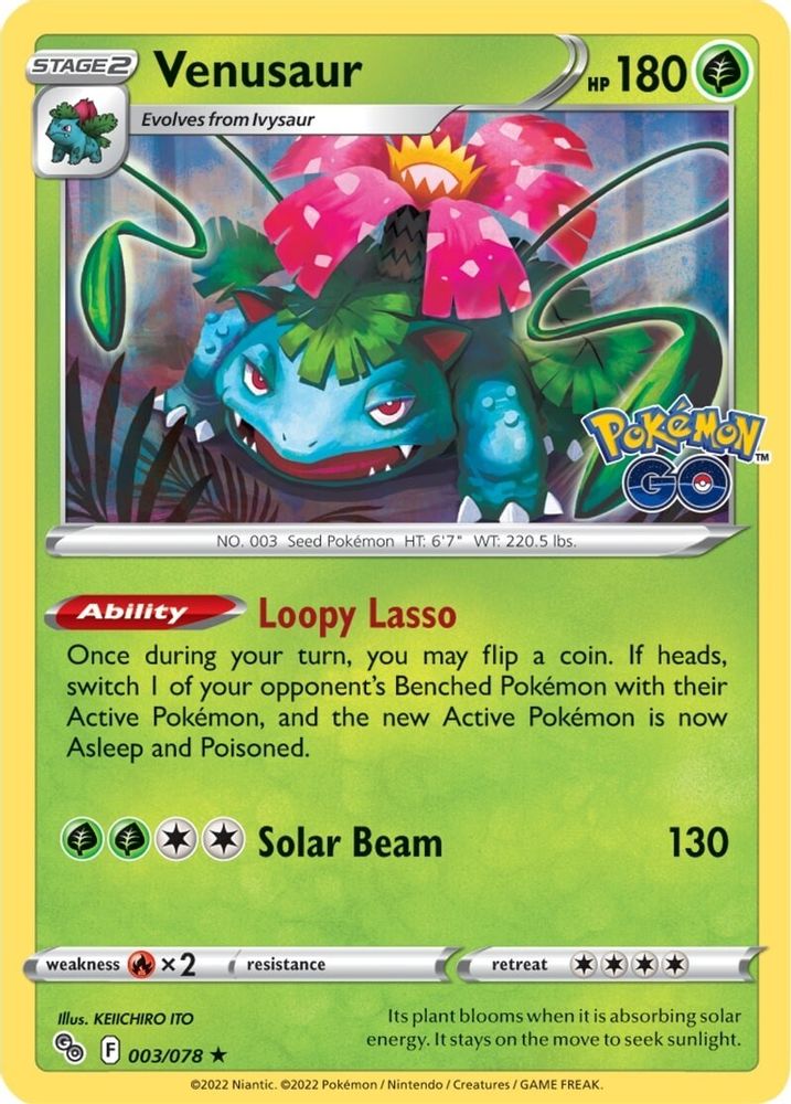 Venusaur 003 - Reverse Holofoil Pokemon GO - Holo Rare