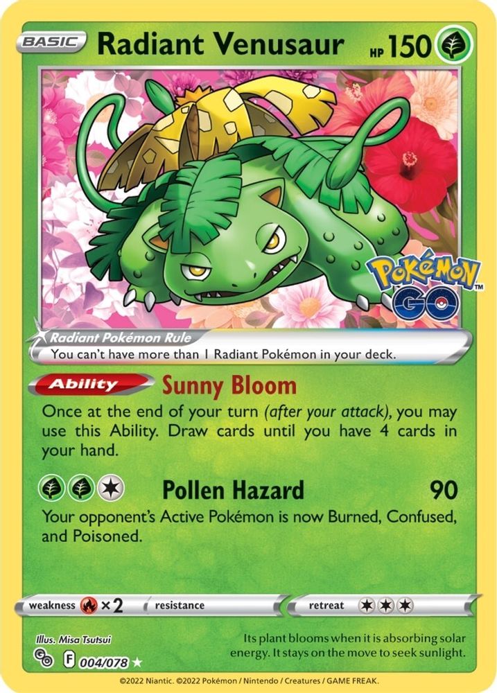 Radiant Venusaur 004 - Holofoil Pokemon GO - Radiant Rare