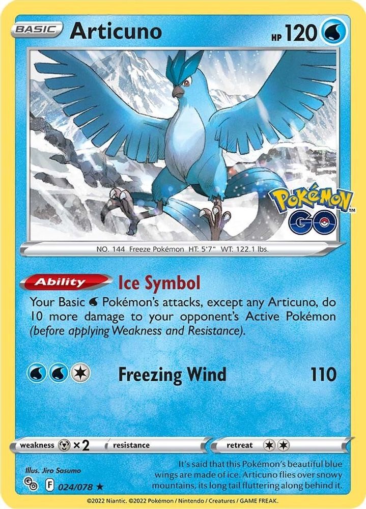 Articuno 024 - Reverse Holofoil Pokemon GO - Holo Rare