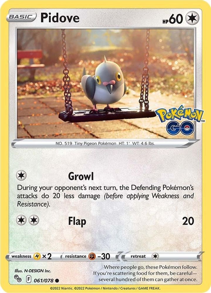 Pidove 061 - Reverse Holofoil Pokemon GO - Common