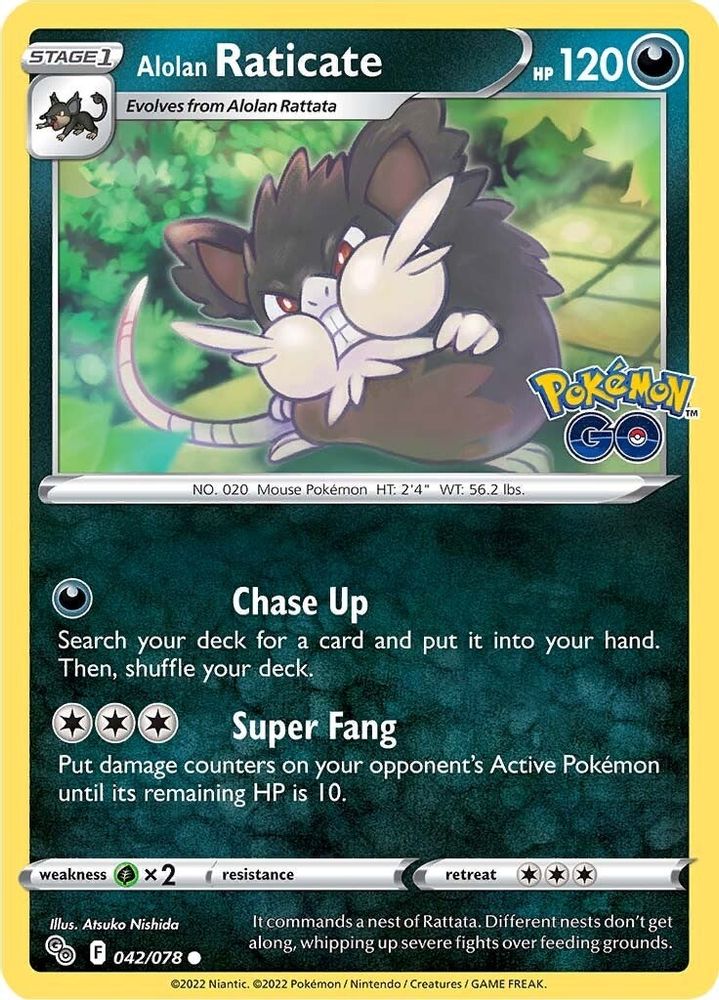 Alolan Raticate 042 - Reverse Holofoil Pokemon GO - Common