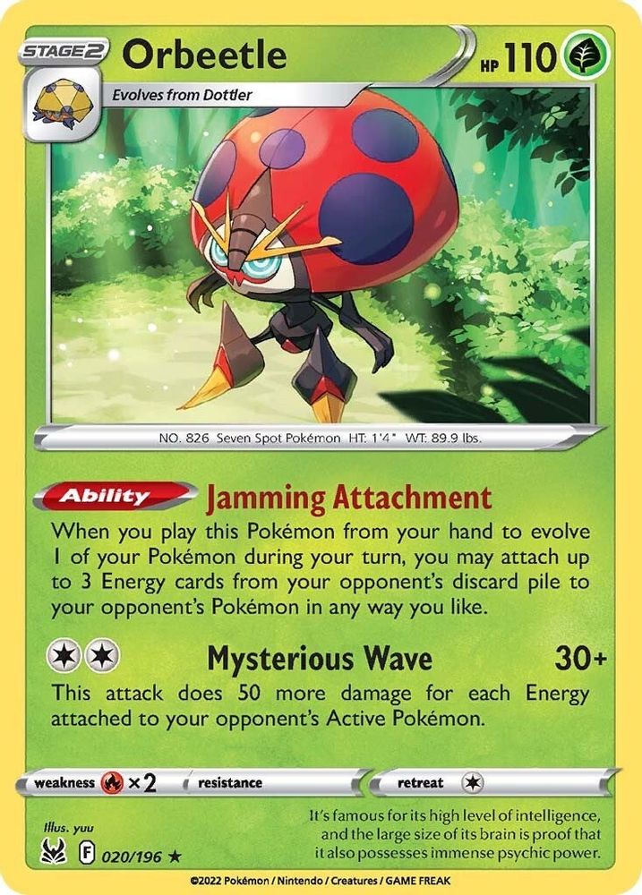 Orbeetle 020 - Reverse Holofoil SWSH11 Lost Origin - Holo Rare