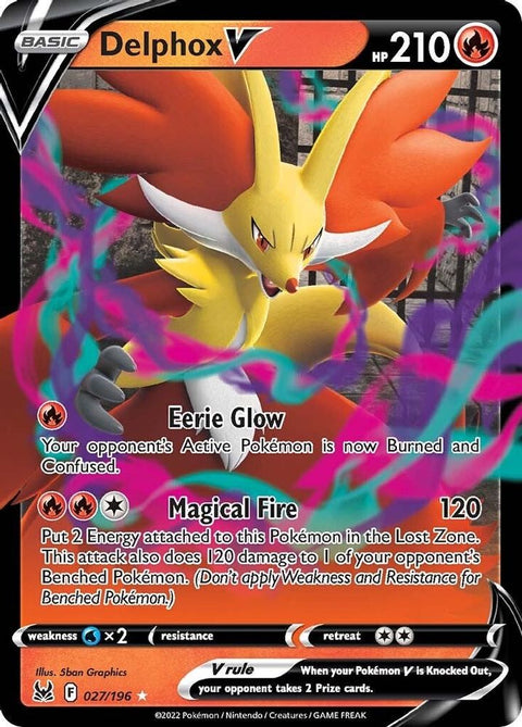 Delphox V 027 - Holofoil SWSH11 Lost Origin - Ultra Rare