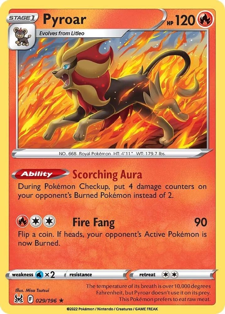 Pyroar 029 - Reverse Holofoil SWSH11 Lost Origin - Holo Rare